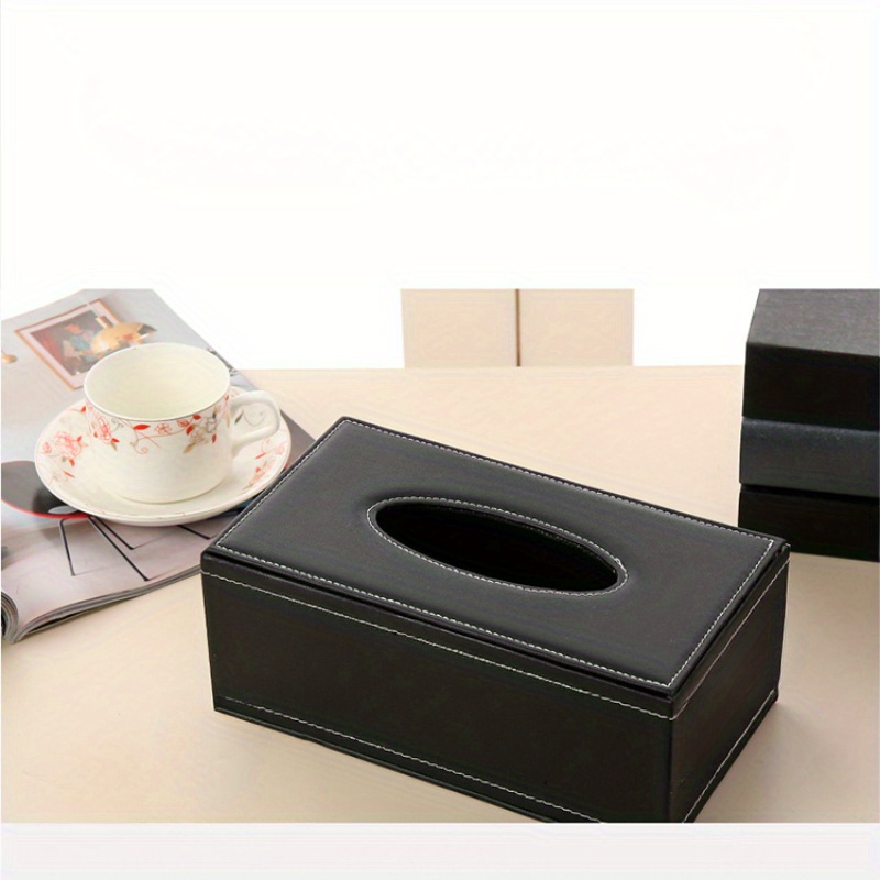 

Chic Faux Leather Tissue Box Holder With Lid - Rectangular Napkin Dispenser For Home, Office & Car Decor