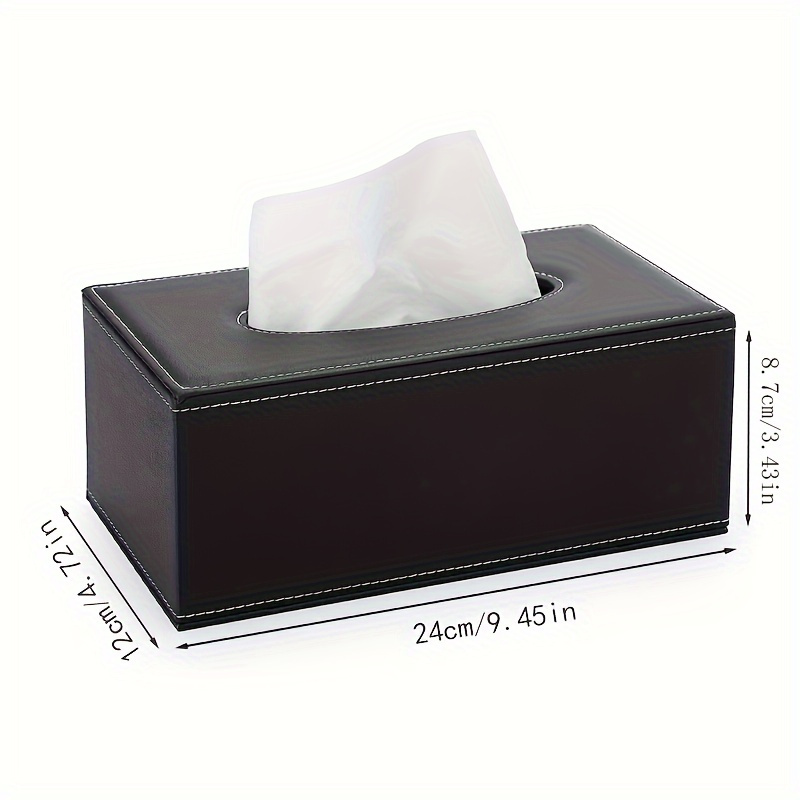 

Elegant Rectangle Leather Tissue Box Cover, Decorative Napkin Dispenser With Lid For Home, Office, And Car Use - Chic Leather Paper Towel Holder