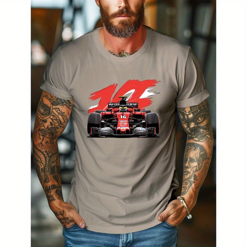 

T-shirt imprimé voiture de course, t-shirts pour hommes, t-shirt décontracté à manches courtes pour l'été