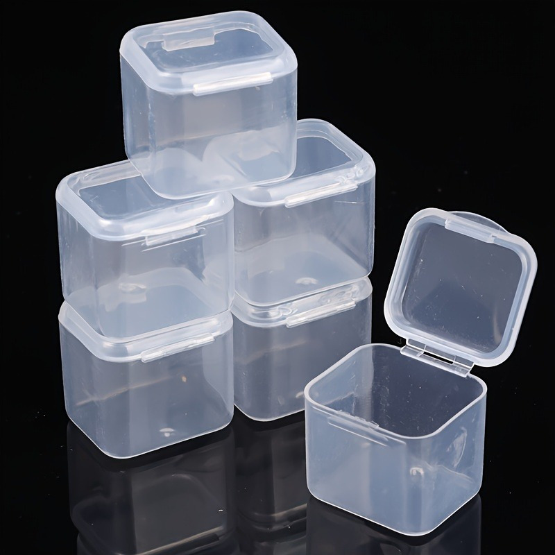 

10 Pcs Mini Transparent Plastic Storage Boxes - Perfect For Earrings, Jewelry, And Small Items - Pp Material