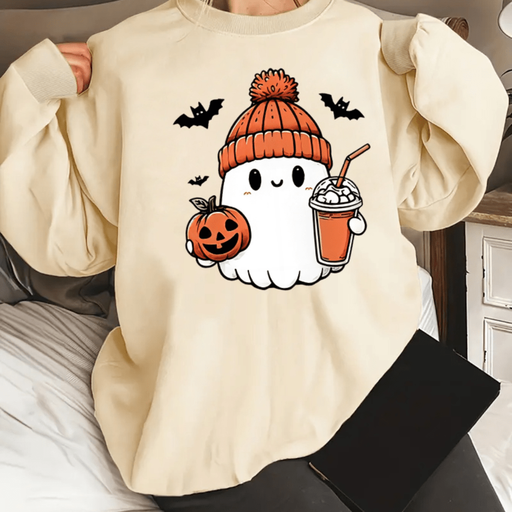 

Print Sweatshirt, Long Sleeve Crew Neck Casual Sweatshirt For Fall & Spring, Women's Clothing