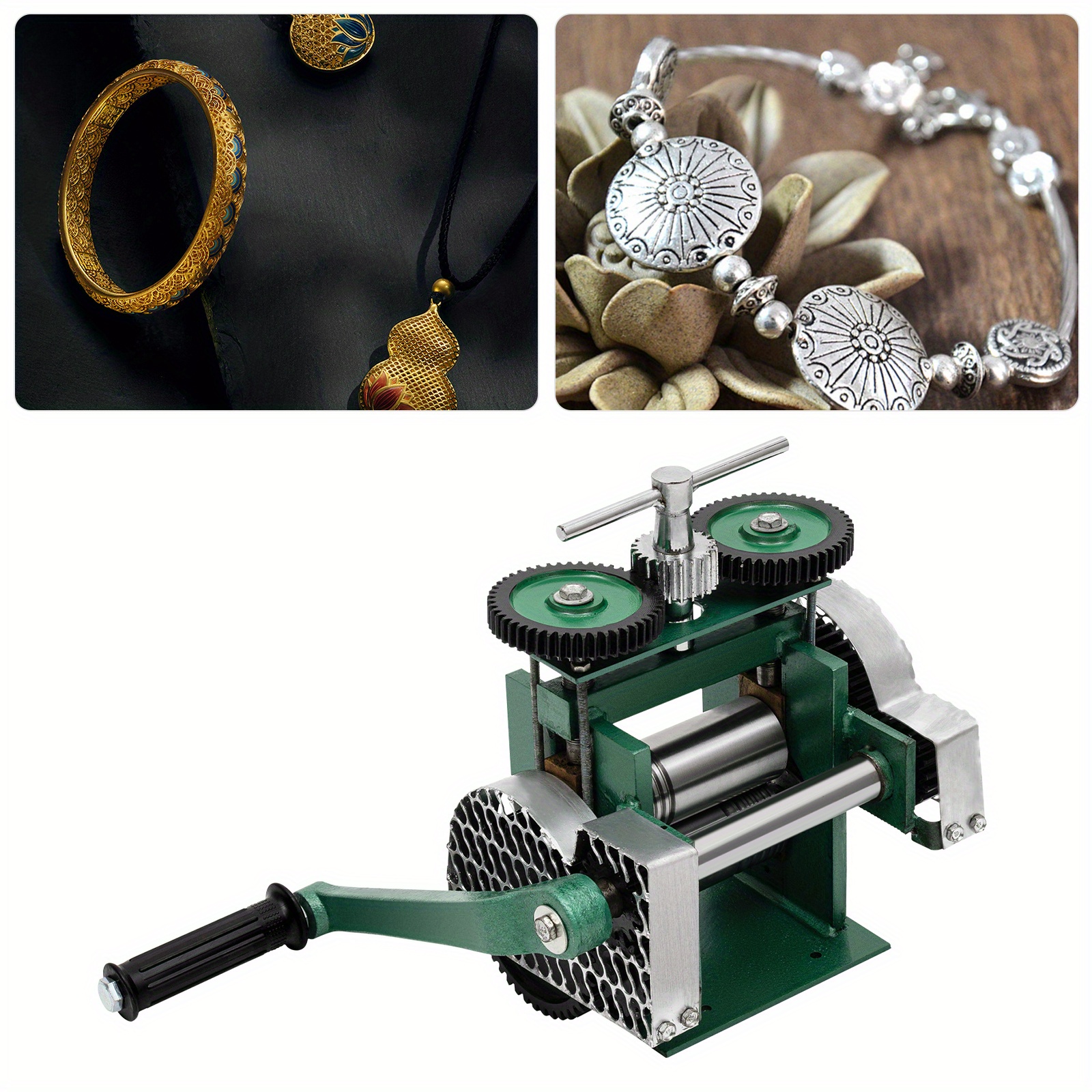 

120mm For Jewelry Making Manual Jewelry Press Rolling Mill Machine Jewelry Golden&silvery Metal Roller Tool Hand Jewelry Press Tool Jewlery Rollers, Green