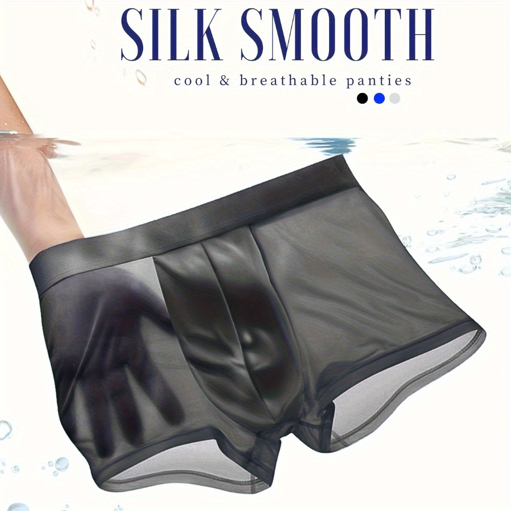 

[customer ] Men' Ice Silk Boxer Briefs - Cool, Soft & Breathable Stretch Underwear In Solid Colors (navy, Black, Gray, Blue)