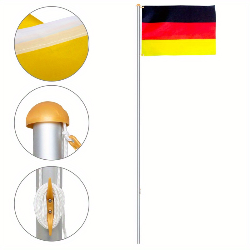 

Mât porte- télescopique mât Drapeaux ALLEMAGNE Mât porte- 6.5 m