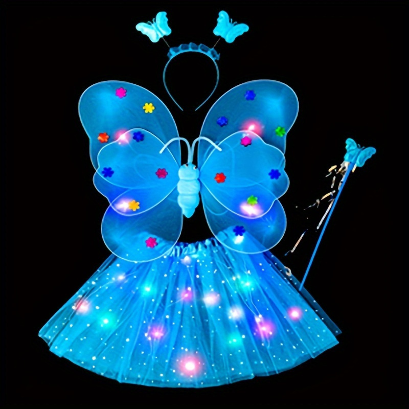1 set light up fairy costume set   led tutu skirt led and     and   wand and headband for girls fancy dress party halloween cosplay christmas party party supplies