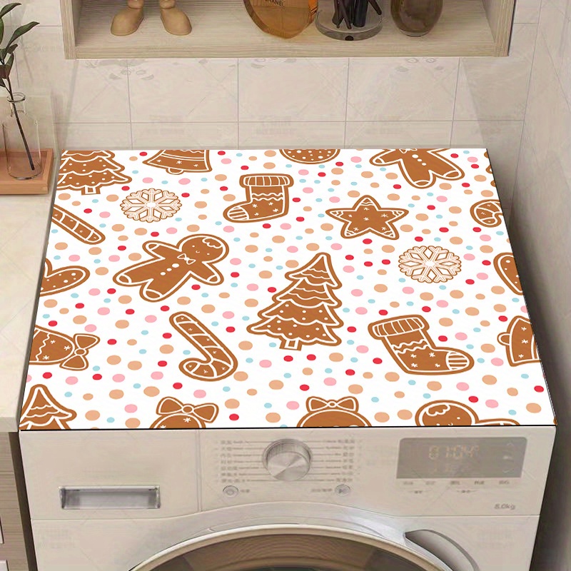 

Festive Christmas Gingerbread Man Printed Drying Mat: Multi-purpose Kitchen, Bathroom, And Tabletop Protector - Microwave, Washer, Fridge, And Dish Drying Pad - 1 Piece