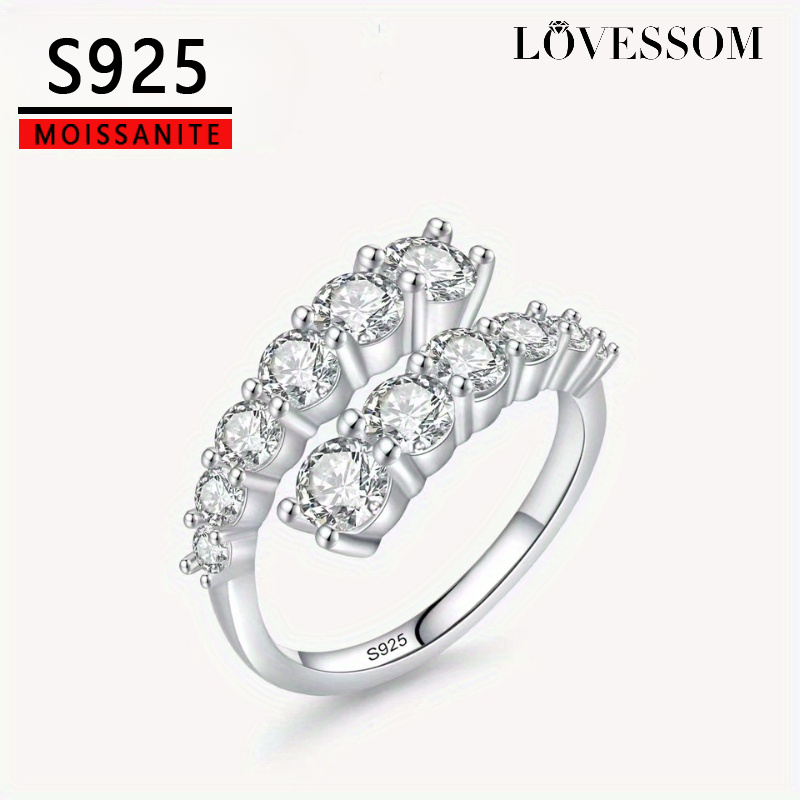 

925 Pure Silvery 3. Moissanite Open Size New Fashionable Elegant Daily Mature Style With Gift Box . 5g