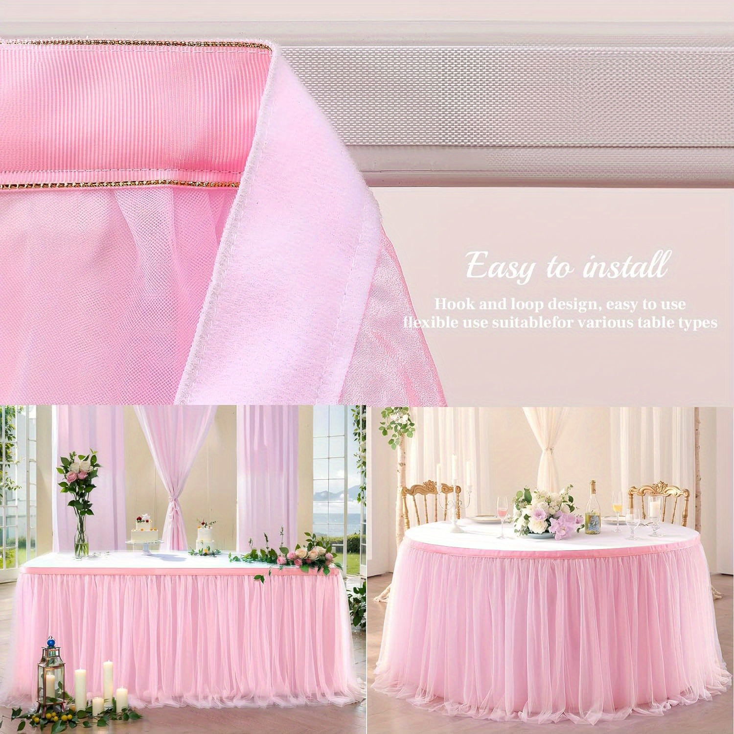 

9ft Tulle Table Tablecloth For Rectangle Tables Or Round Tables Table Skirts For Table Decorations