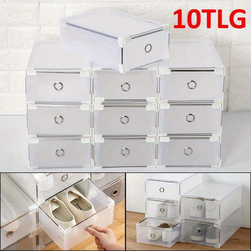 

10 Boxes, Stackable Storage Boxes, Shoe Rack, Plastic Box, Stackable