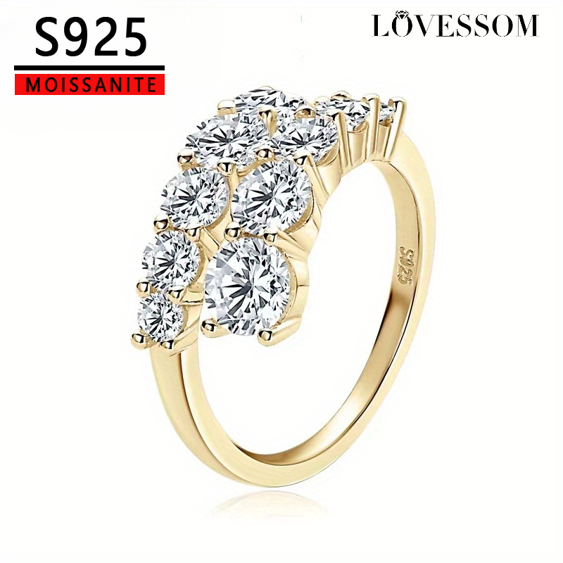 

925 Pure Silvery 3. Moissanite Open Size Retro Elegant Daily Mature Style With Gift Box . 5g