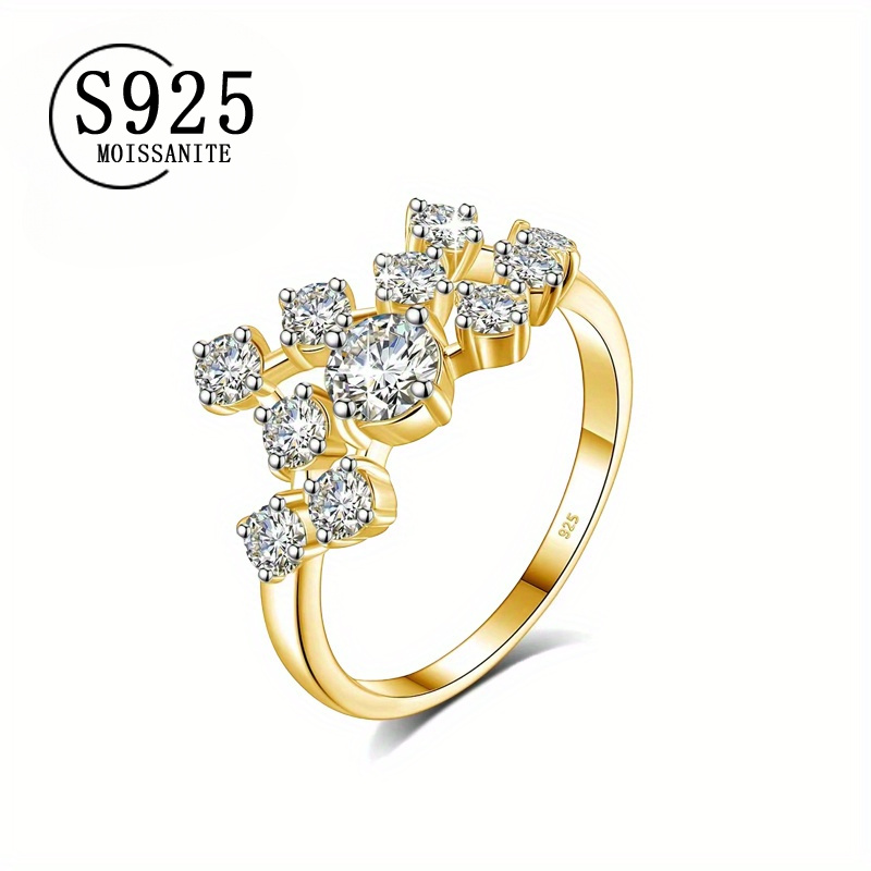 

Elegant Vintage 18k Golden Plated 925 Sterling Silver Moissanite Ring 1.5 Carat - Unisex Daily Jewelry For Mardi Gras, Anniversaries, Valentine's Day Gift With Box By Lovessom