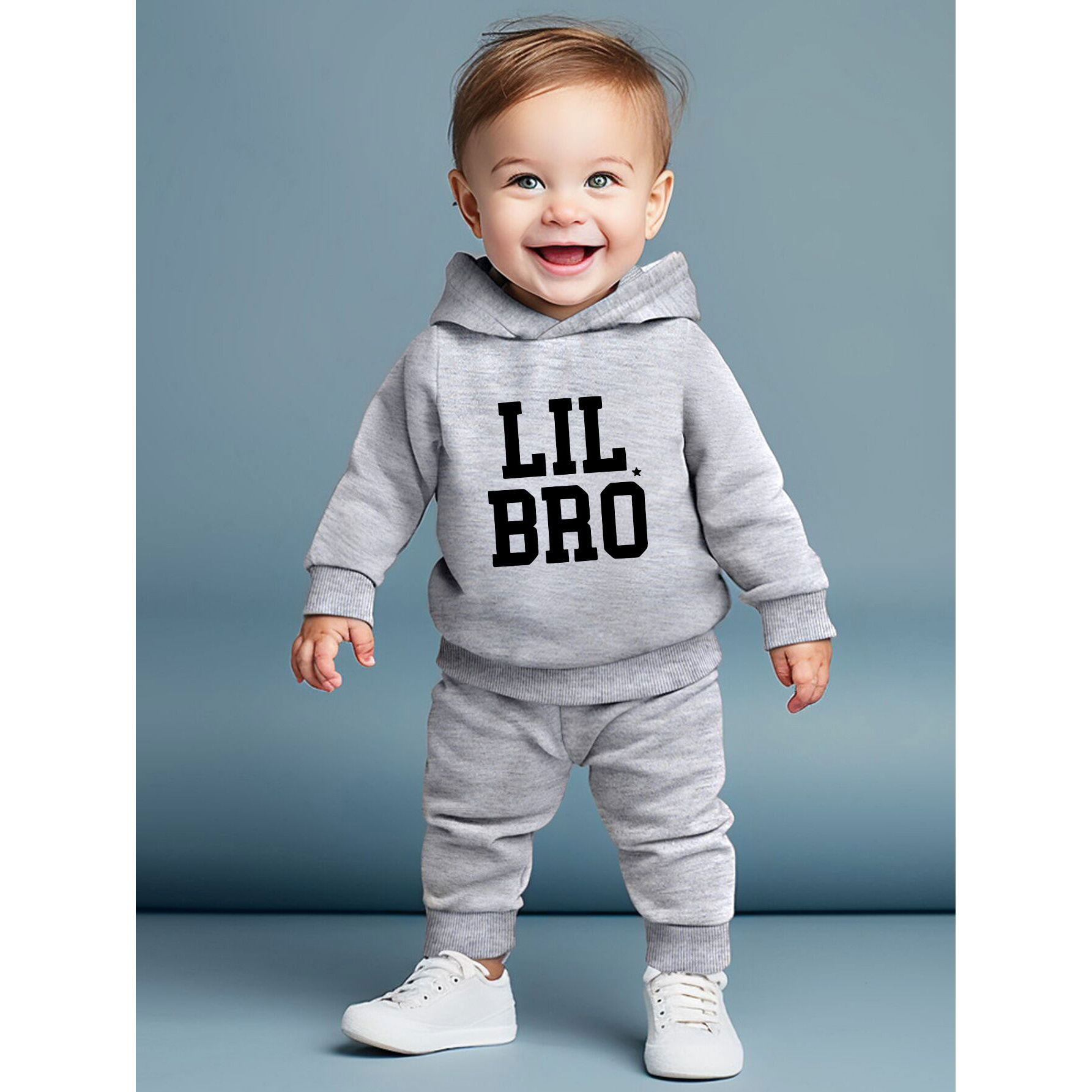 

2pcs Infant Baby Sports Hoodie Set Baby Boys Lil Bro Print Sweatshirt Casual Trousers