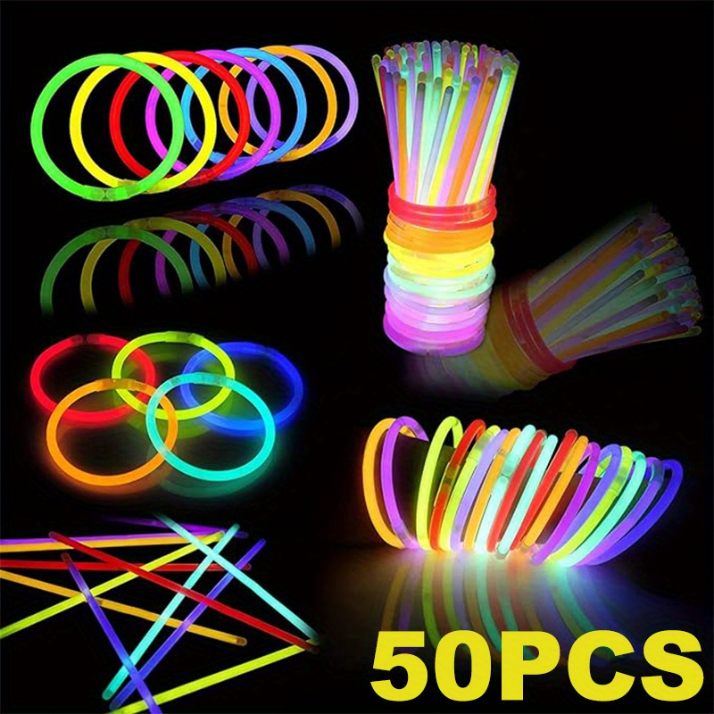 

50-pack Vibrant Diy Glow Sticks - Plastic, Long-lasting Mixed Sticks Set, No Electricity Needed, Ideal For Parties, Christmas, Decorations