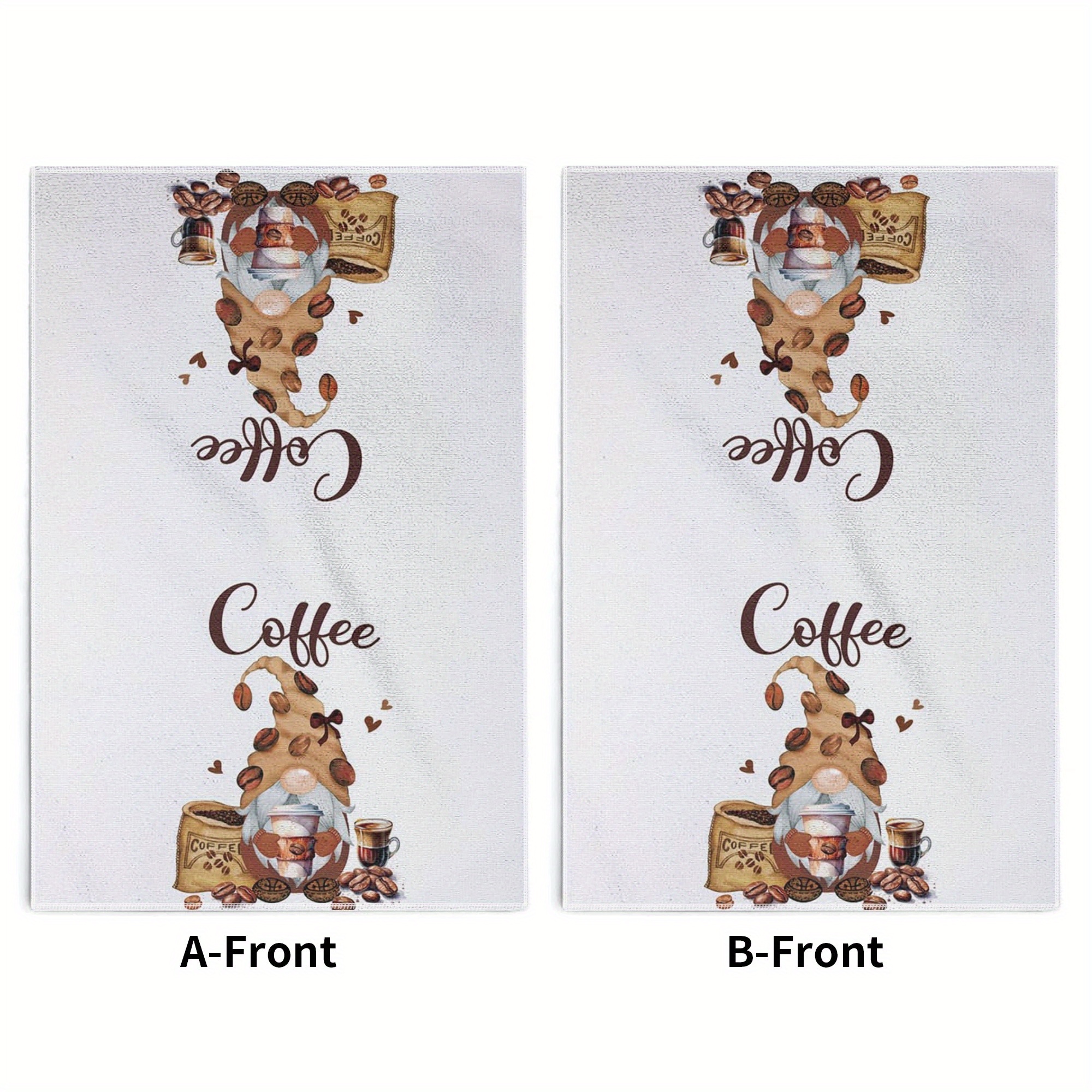 

2pcs Gnome & Coffee Bean Kitchen Towels - Lightweight, Hand Washable Polyester Dish Cloths For Home And Restaurant Use, Modern Cartoon Design, 18x26 Inches