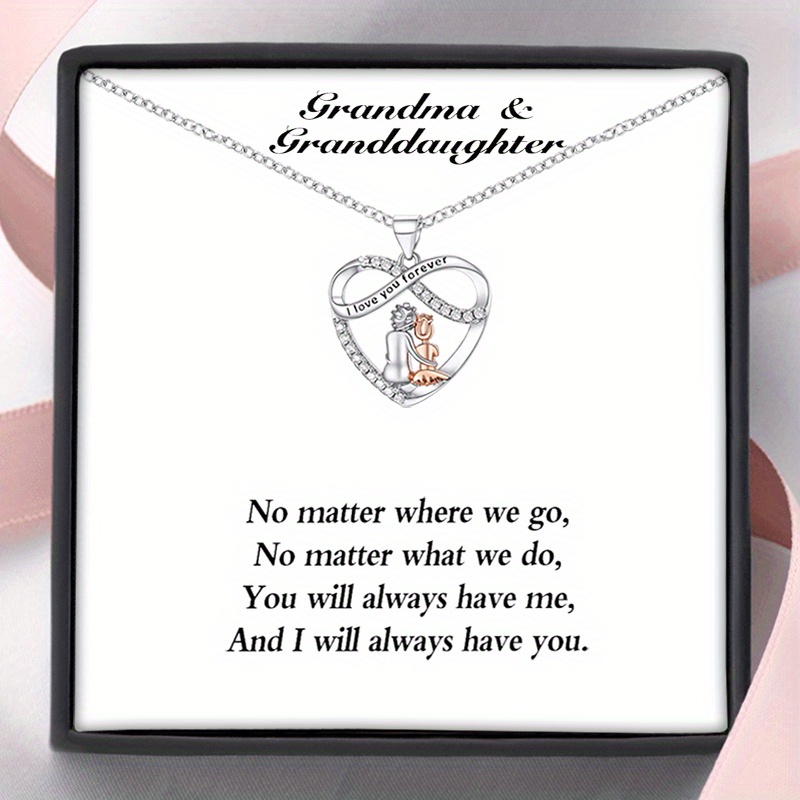 TEMU Grandma Granddaughter Infinity Heart Necklace, Grandma Granddaughter Necklace, Birthday Gift, Christmas Gifts