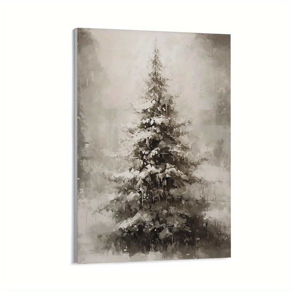 

Vintage Christmas Canvas Wall Art Botanical Wall Art Prints Poster Winter Scene Forest Landscape Snow Painting Pictures Farmhouse Aesthetics Decor