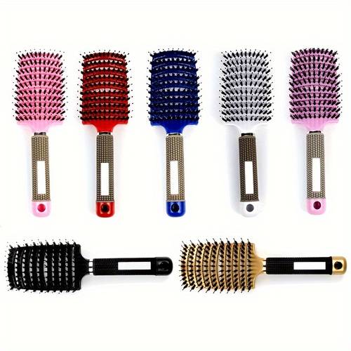 1pc arched large curved comb with bristle and nylon bristles root massage smoothing rib comb womens massage hair brush quick dry hair professional styling tool suitable for dry wet curly hair hairdressing tool