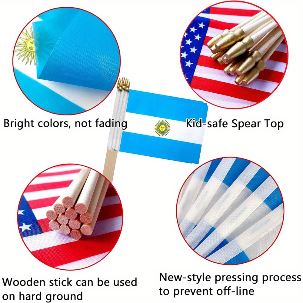 Runesol Lot De 12 Petits Drapeaux Argentins à Main Sur Bâtons, 14 X 21 Cm, Décorations De Fête, Sports, événements, Wimbledon, Copa America
