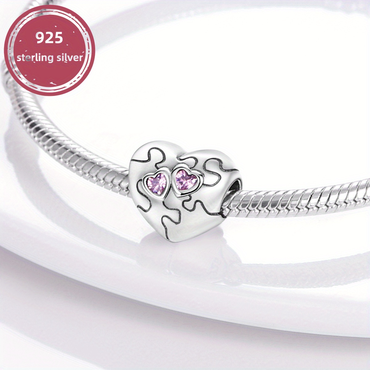 925 Sterling Silver Electrocardiogram Pendant Beads Charms
