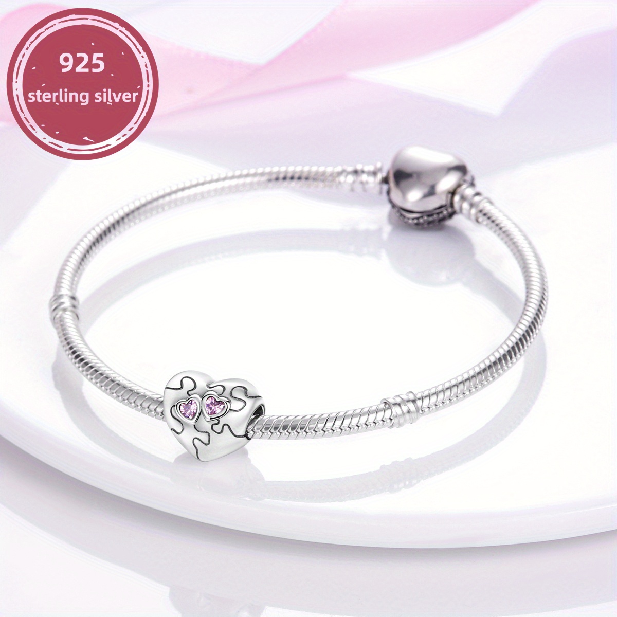 925 Sterling Silver Electrocardiogram Pendant Beads Charms