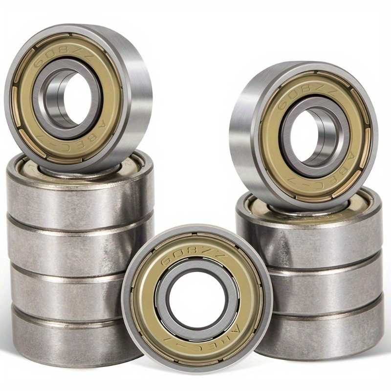 

10 Pcs 608zz Ball Bearings (8x22x7mm) - Carbon Steel & Double Metal Sealed Deep Groove Ball Bearings For Skateboards &