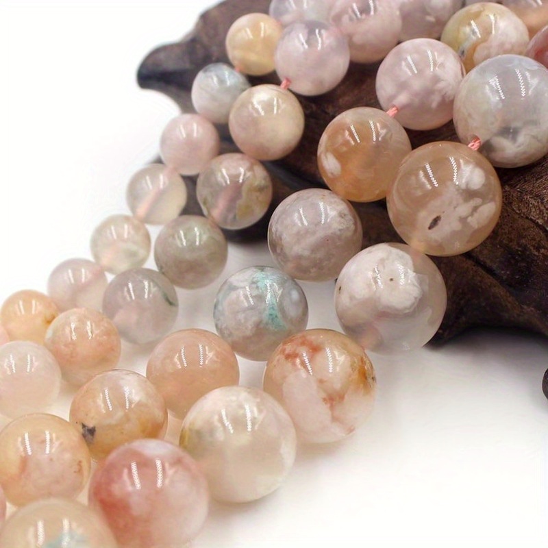 

Natural Stone Cherry Blossom Agate Beads, 6-12mm Round, Strand Of 15, Jewelry Making Loose Beads