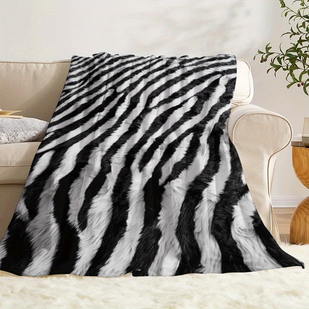 

Cozy Zebra Print Flannel Throw Blanket - Soft, Warm & For , Camping, Travel & Home Decor - Perfect Gift For All