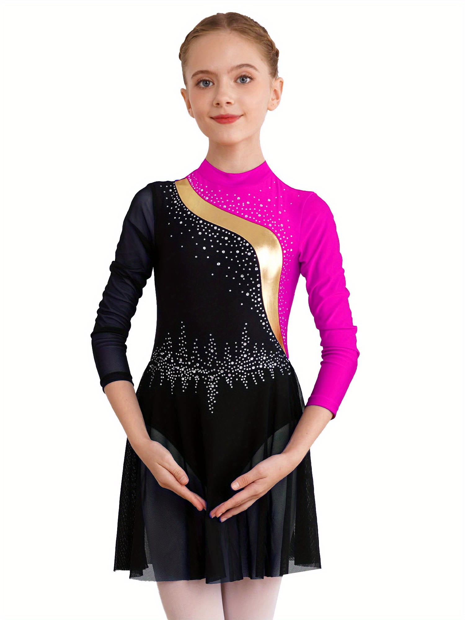 Red Spakrly Long buy Sleeve Skating Dress