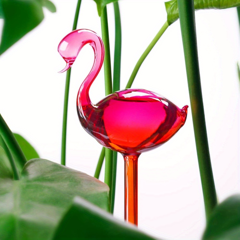 

1pc Flamingo Self-watering Glass Globes, Hand Blown Garden Water Stakes, Plant Watering Bulbs For Indoor & Outdoor Automatic Irrigation