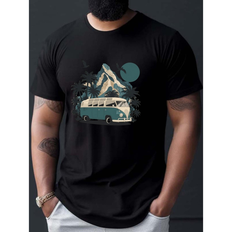 

Vintage Print Tee Shirt, Tees For Men, Casual Short Sleeve T-shirt For Summer