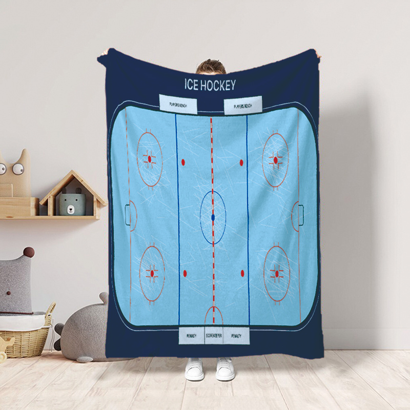 

Soft & Cozy Ice Hockey Rink Blanket - Sofa, Bed, Picnic, Travel & Office - Machine Washable Polyester