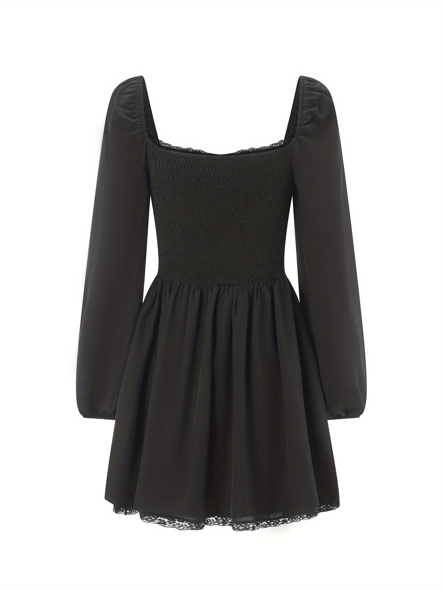 chic solid color long sleeve mini dress women casual party - Temu