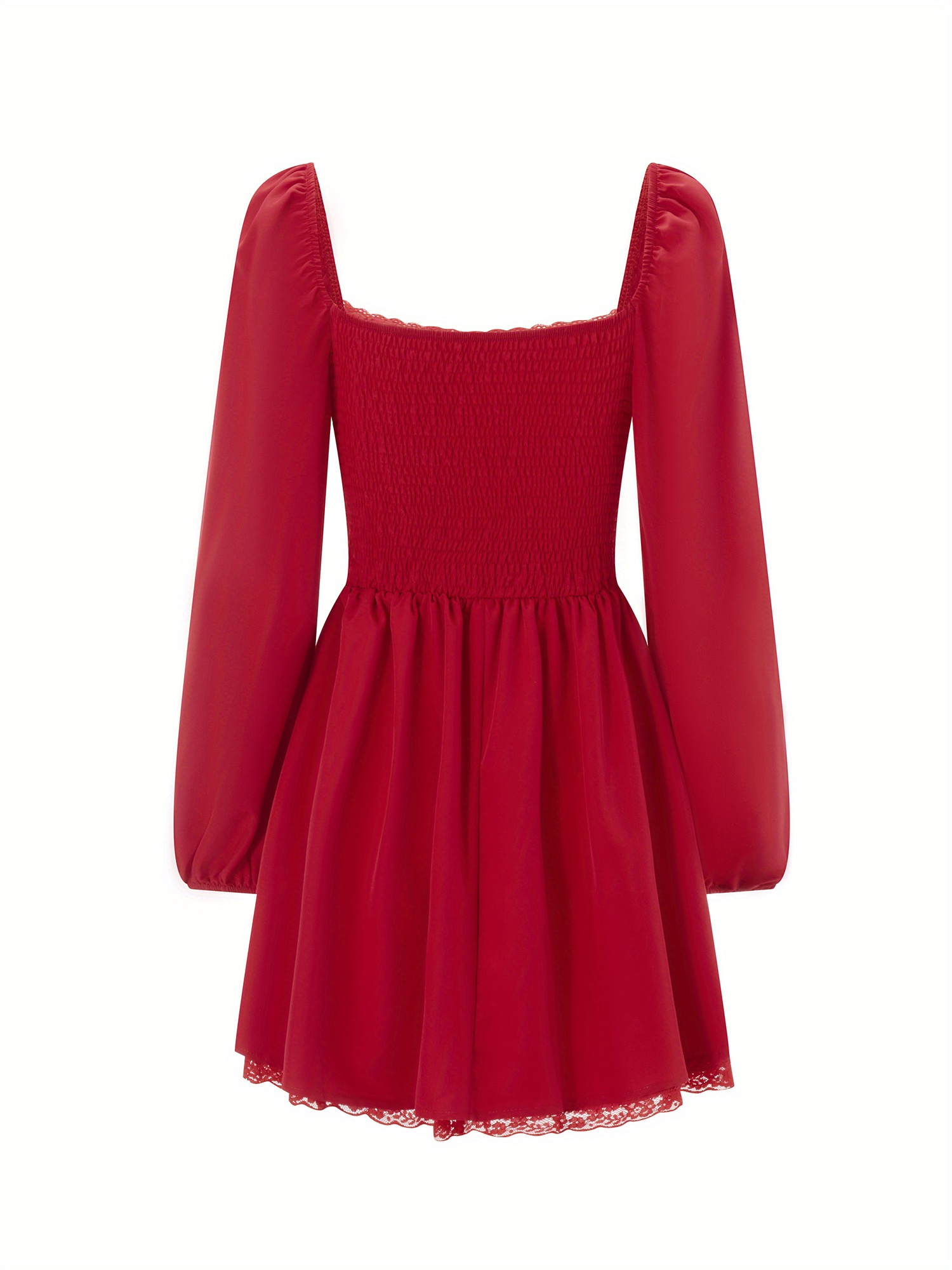 chic long sleeve corset mini dress women solid color tie - Temu