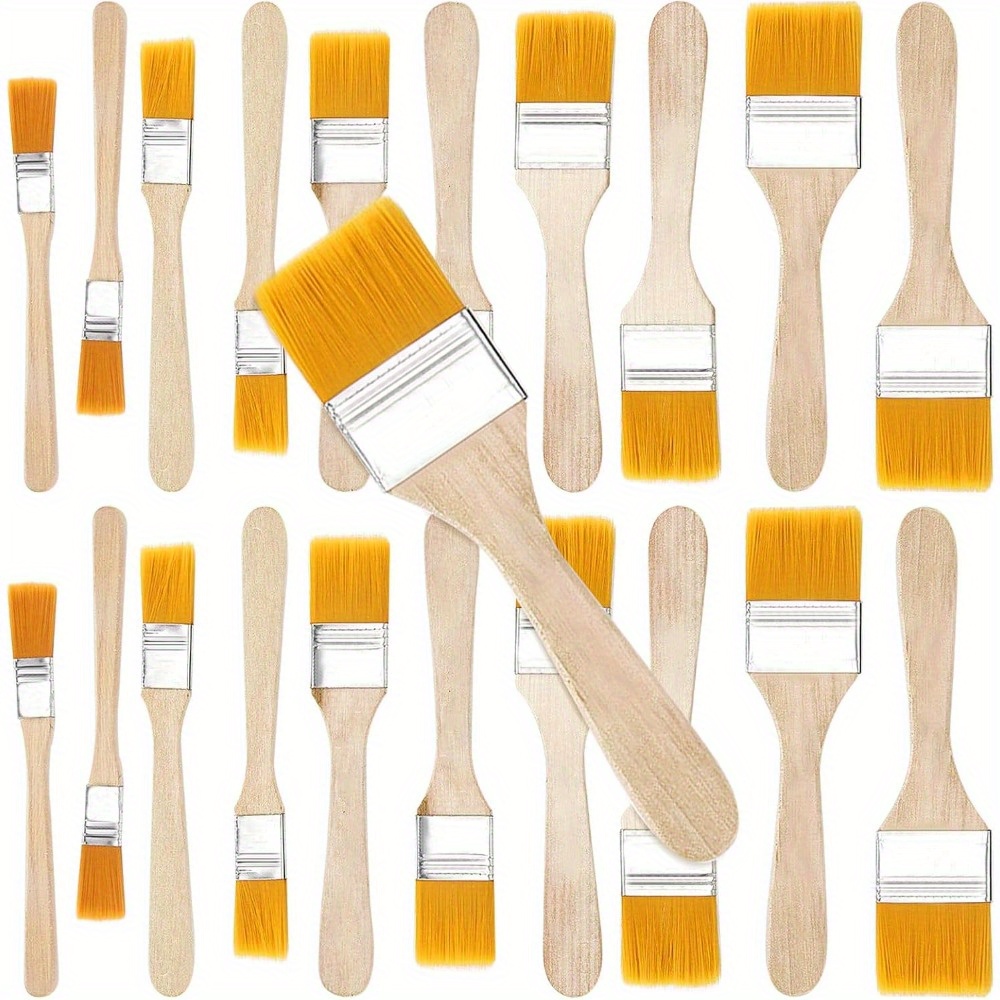 E-shop Pinselset 100er Packung, Flachpinsel, Malpinsel mit Holzgriff, 5 Größen, Pinselset ohne Haarverlust, Malpinselset zum Malen von Holz,