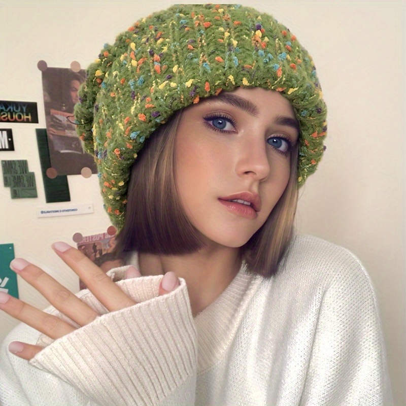 TEMU Coarse Corn Hat Women's Autumn And Winter Loose Big Head Stacking Hat Face Ear Protection