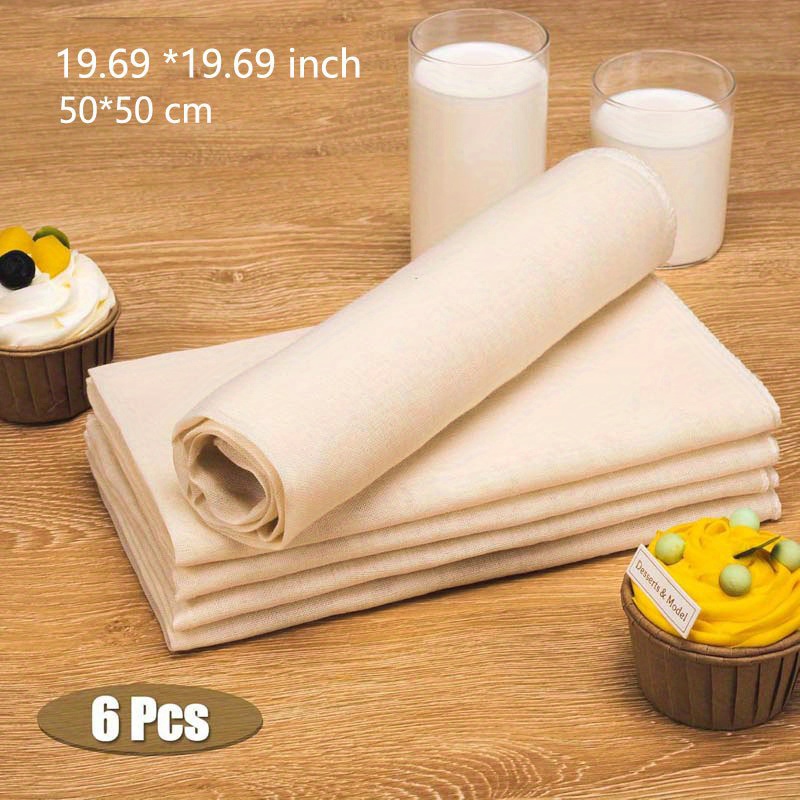 6pcs gauze cheese cloth for straining reusable washable unbleached cheese cloth 48 x 48cm food contact safe with hemmed edges for cooking cheese making details 2