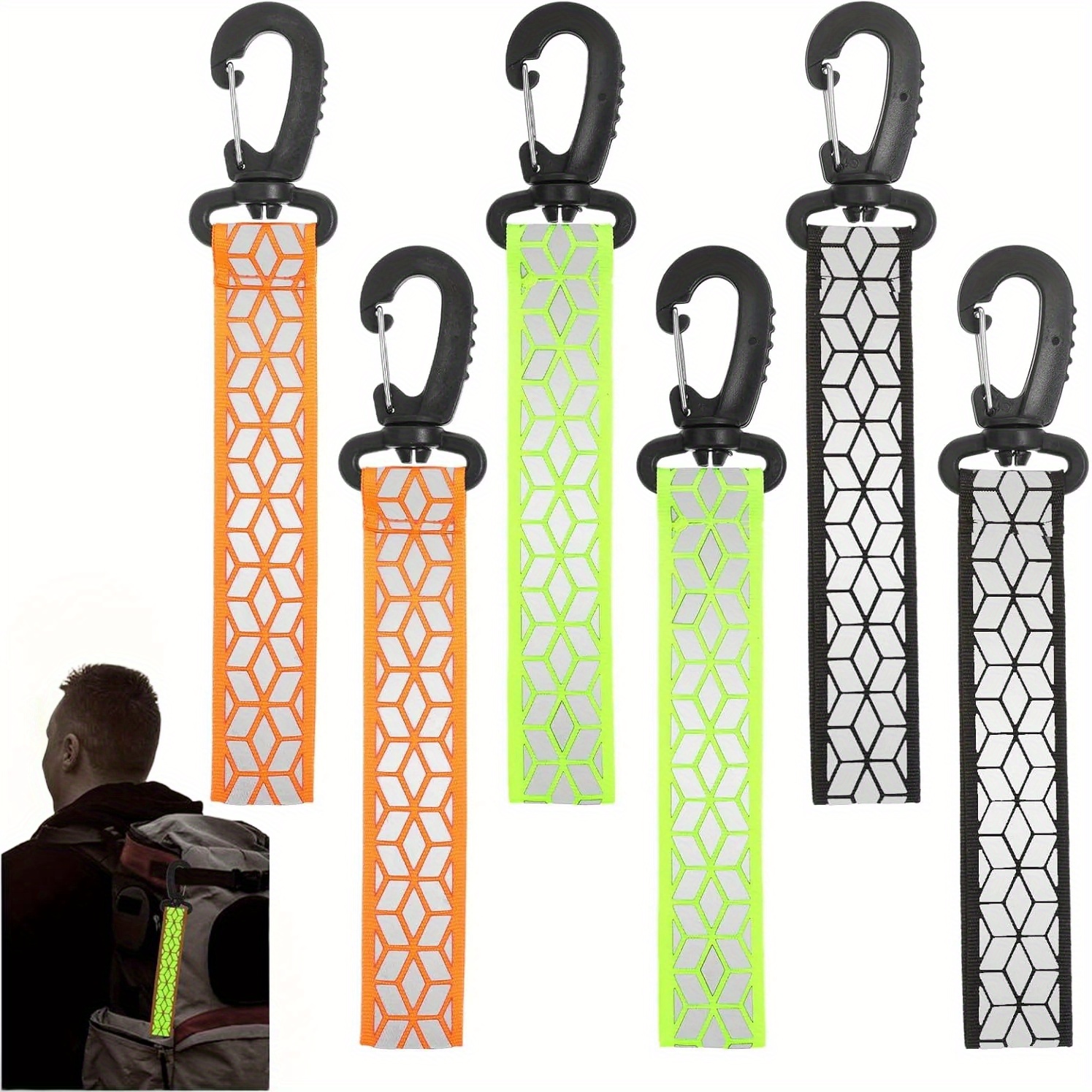 

2pcs High-visibility Reflective Keychains - Fluorescent Green & Reflector Strips For Visibility, Nylon, Ideal For Running, Cycling, Walking, And Wheelchair Use