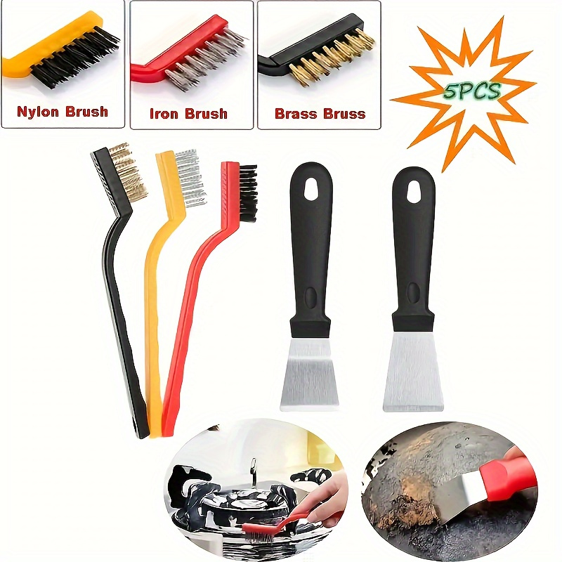 5 7pcs set kitchen cleaning tool set cleaning shovel defrosting shovel power wire brush scrub brush kitchen gas stove range hood pot sink cleaning tool heavy oil stains removal tools brush shovel cleaning supplies details 5