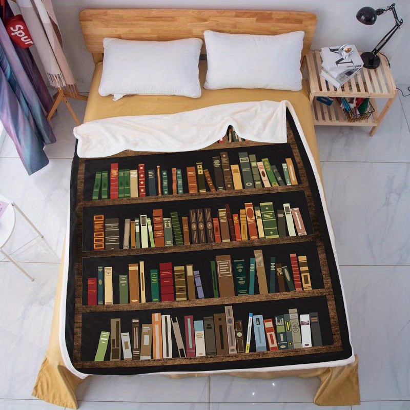 

Cozy Bookshelf Flannel Throw Blanket - , For Couch, Bed, Office, And Travel - Gift