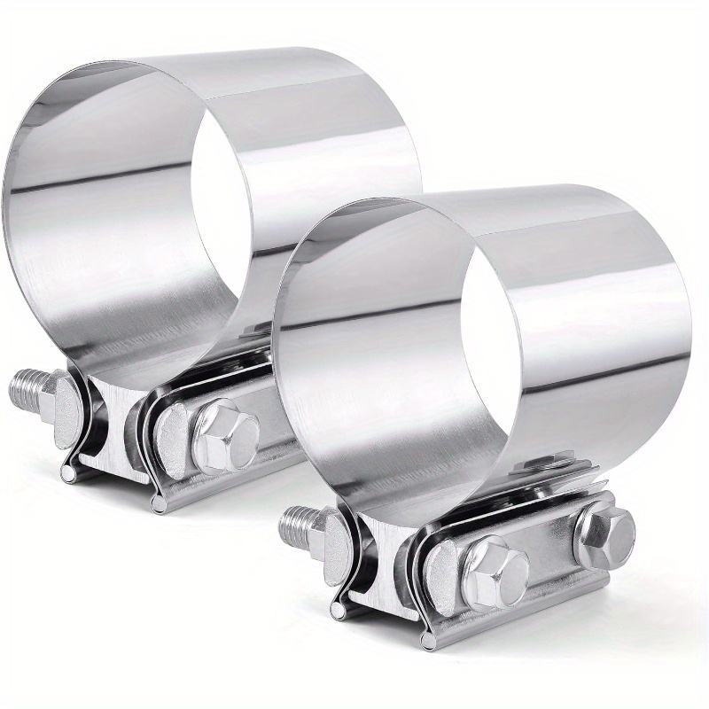 TEMU Exhaust Clamp, 3.0 Inch Exhaust Clamp, Butt Joint Exhaust Clamp Band Coupler Sleeve Stainless Steel (2 Pcs)