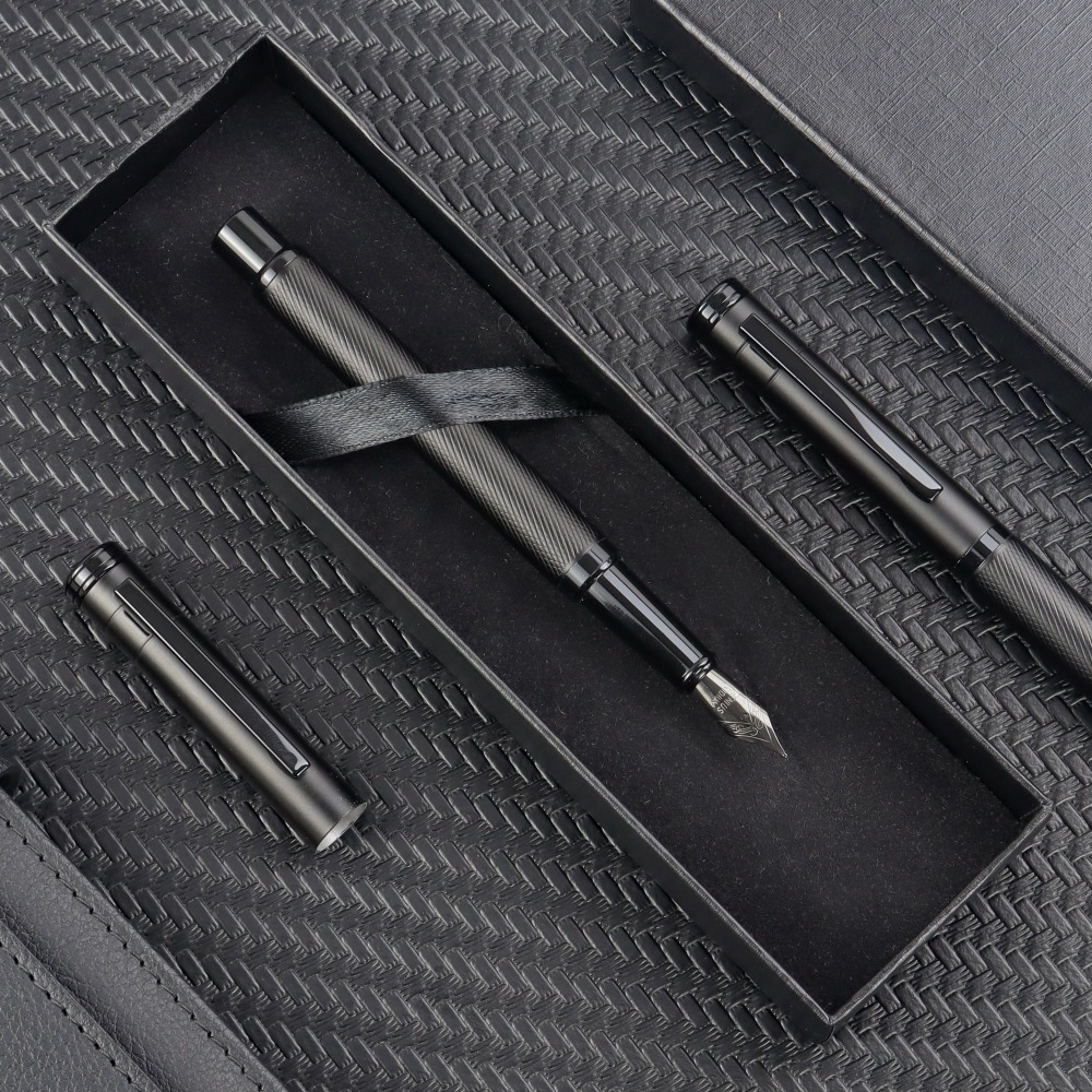 

Ergonomic Metal Fountain Pen Set With Medium Nib And Click-off Cap, High-quality Office And Business Writing Instrument For Journaling And Signing