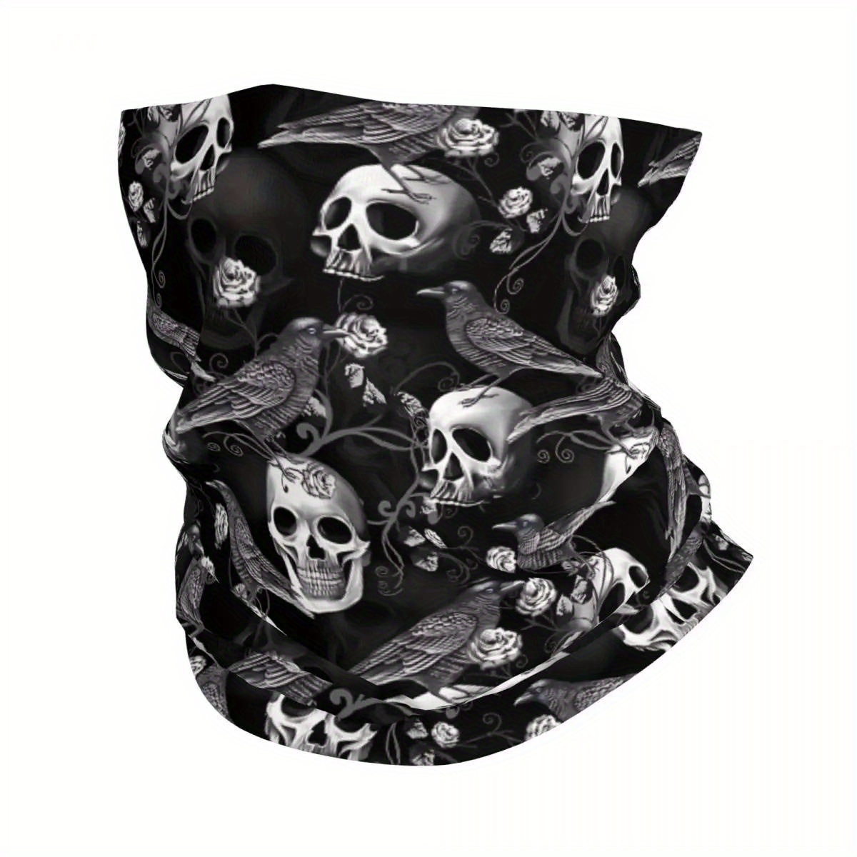 

Gothic Crow & Skull Lightweight Scarf - Versatile Bandana, Neck Gaiter, Face Cover For Men