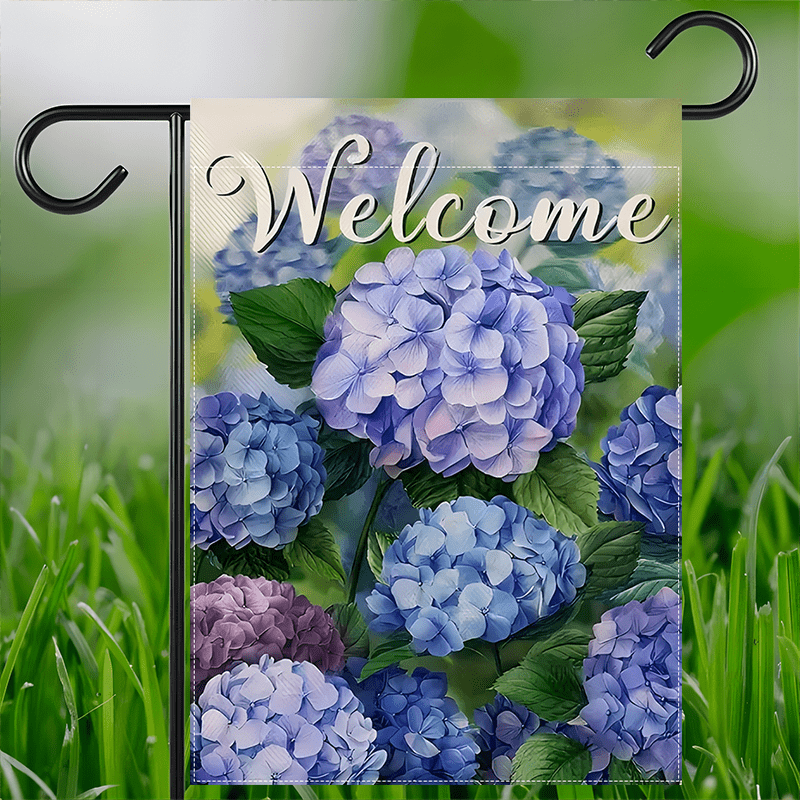 

Welcome Garden Flag - Double-sided Hydrangea Yard Decoration, Polyester Durable Burlap, Weather-resistant Outdoor Flag With Fade-resistant Vivid Colors, No Electricity Required, 12x18 Inch, Pack Of 1