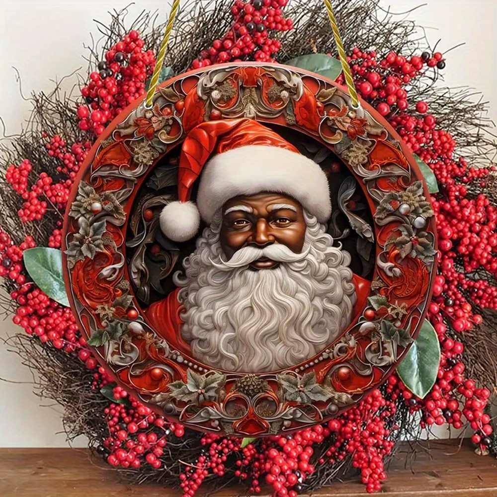 

1pc, Wreath - Humorous And Christmas Decoration, Round Hanging Ornaments, Wreath , Suitable For Restaurant Bar Decoration, Round Aestheti