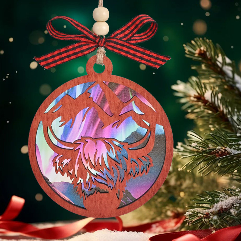 

& Cow Wooden Ornaments - Unique Christmas Tree & Car Decor, For And , For Christmas,