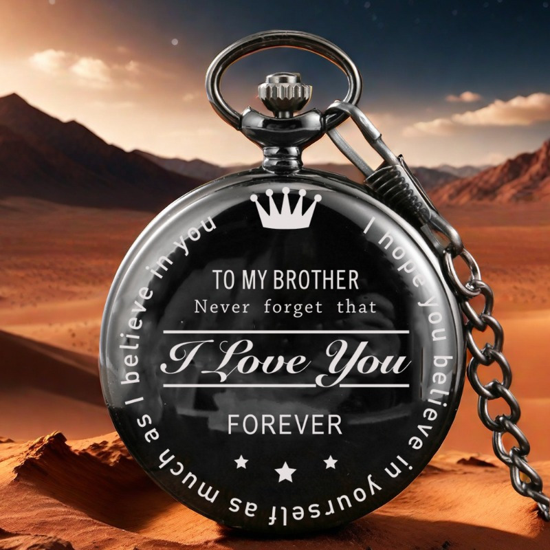 TEMU To My Brother, I Love You Quartz Pocket Watch - Birthday Christmas Graduation New Year Gifts