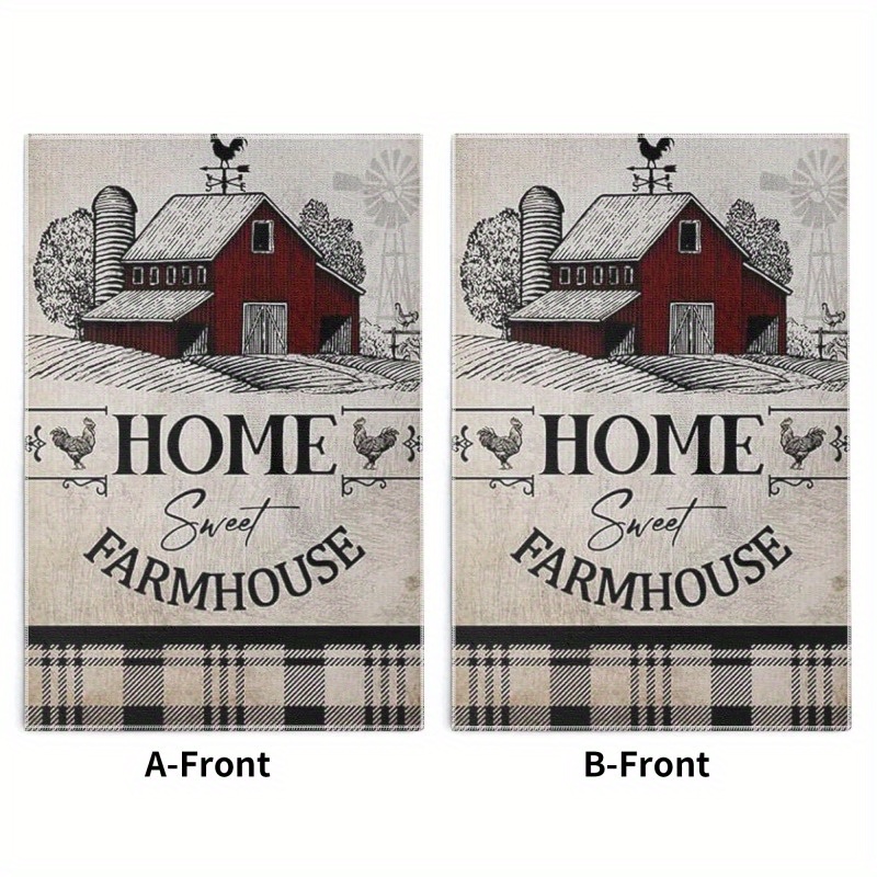 

2-piece Farmhouse Kitchen Towels Set, 18" X 26" Polyester Blend Dish Cloths, Super Soft, Machine Washable, Woven, Contemporary Style With Rooster Farm Pattern For Home, Fitness, Yoga, Tea