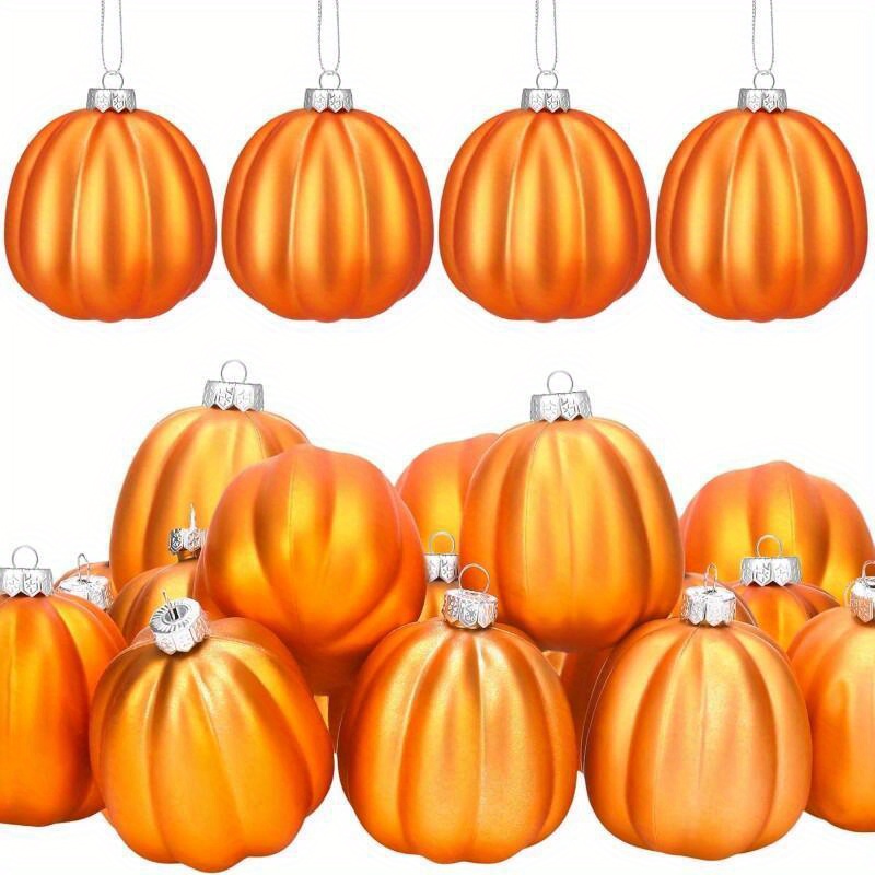 

12 Pcs Thanksgiving Pumpkin Hanging Ornament - Mini Pumpkin Balls For Tree, Rustic Farmhouse Decor, No Electricity Needed, Perfect For Fall And Thanksgiving