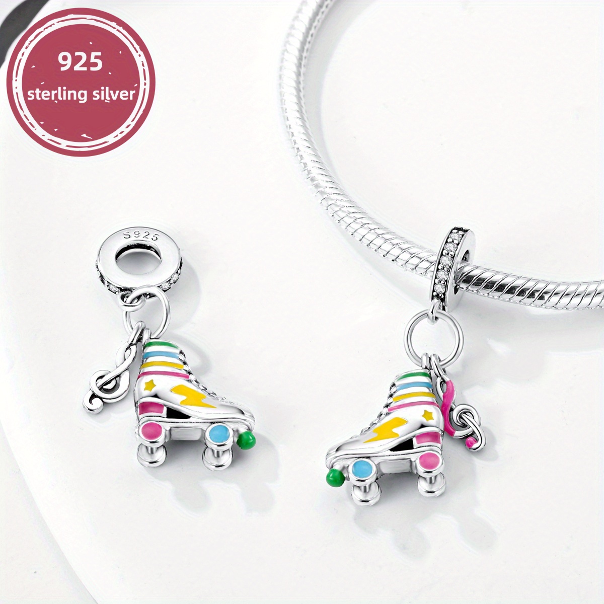 925 Silver Night Light Pulley Shoe Pendant Beads Charms