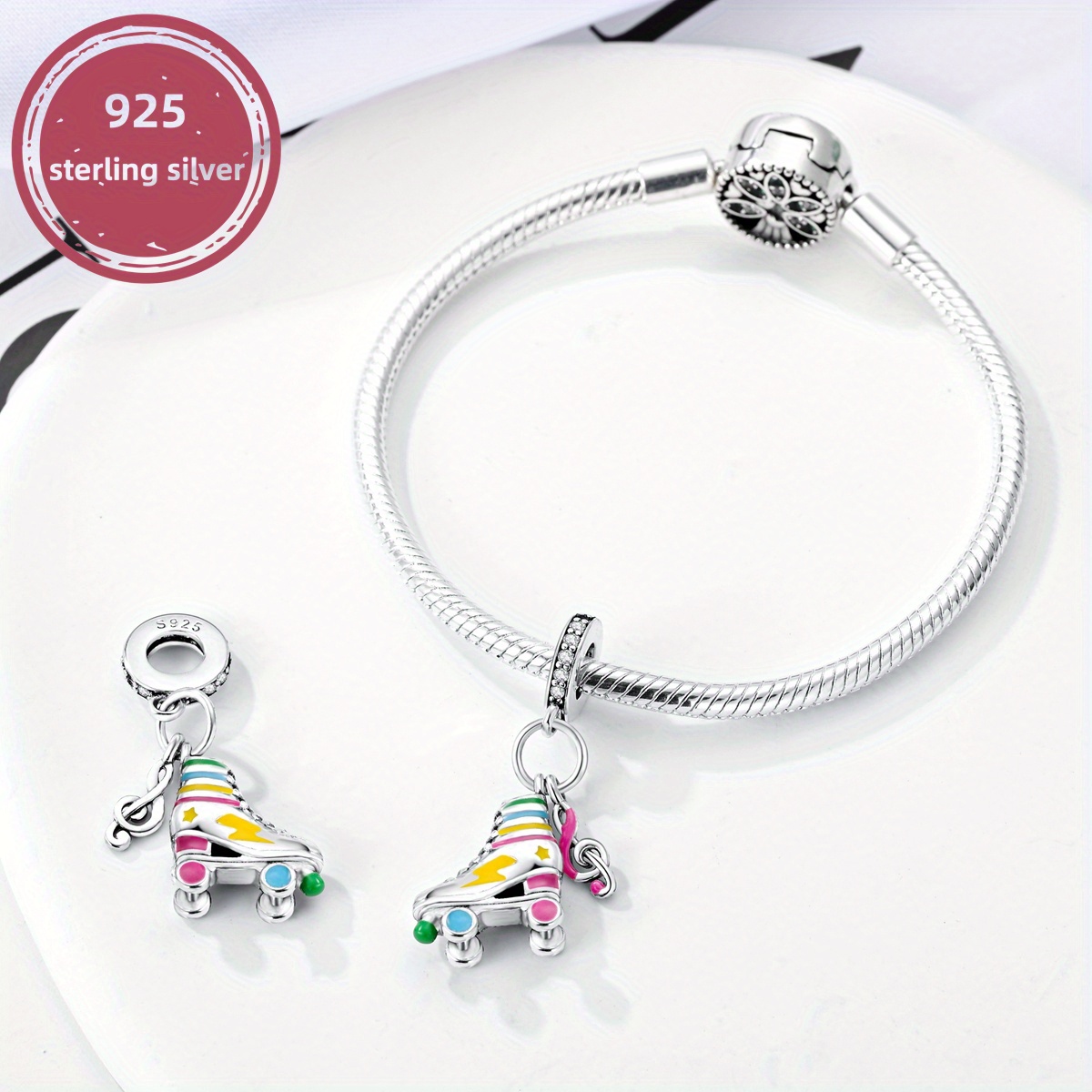 925 Silver Night Light Pulley Shoe Pendant Beads Charms